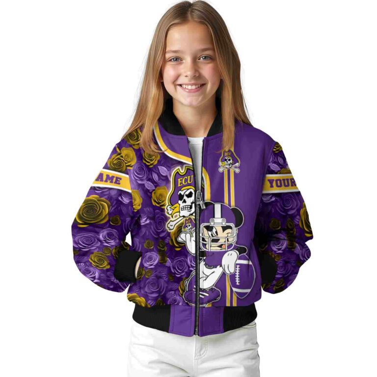 customized east carolina pirates rose mickey purple jacket top rated jacketwow