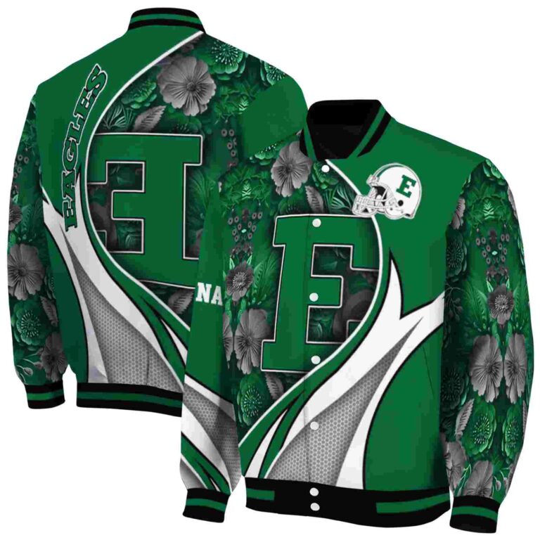 customized eastern michigan eagles floral print green jacket fashion forward jacketwow