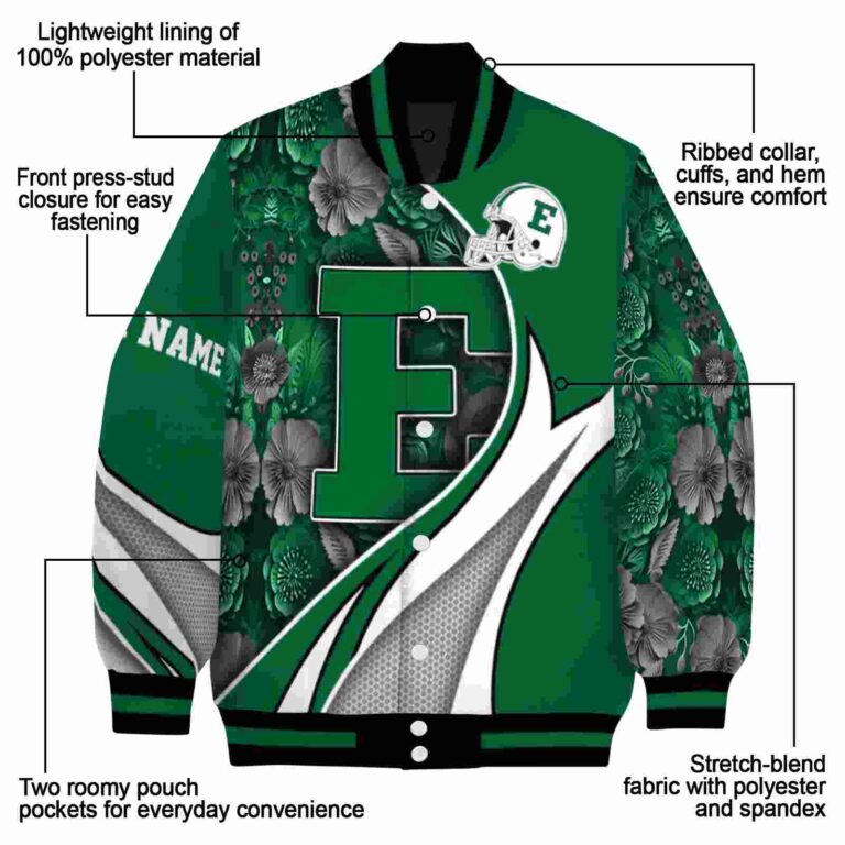 customized eastern michigan eagles floral print green jacket new arrival jacketwow