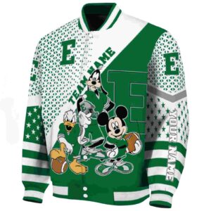 customized eastern michigan eagles mickey donald goofy green white jacket best selling jacketwow