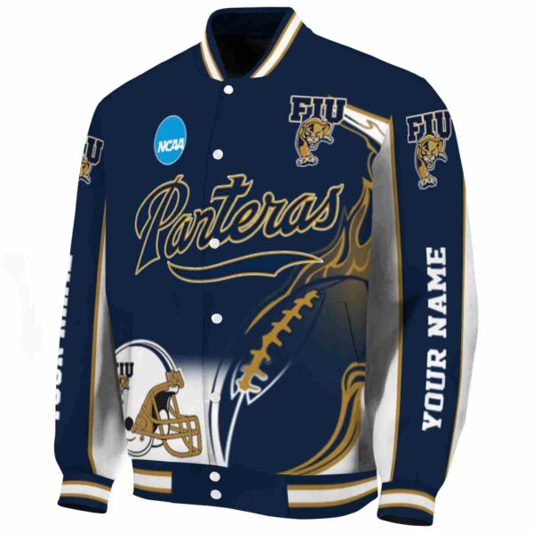 customized fiu panthers flaming football blue white jacket best selling jacketwow