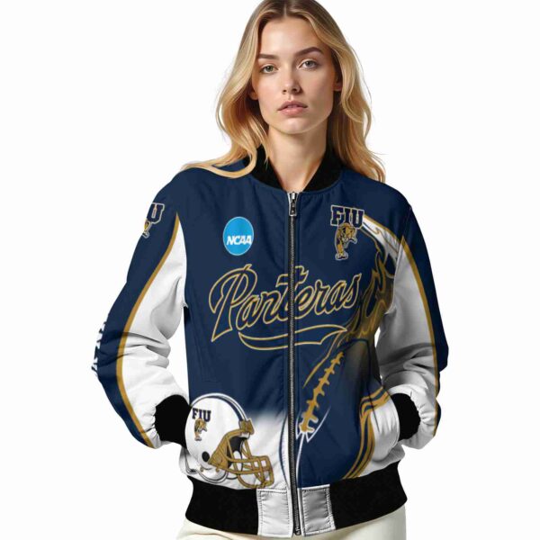 customized fiu panthers flaming football blue white jacket latest model jacketwow