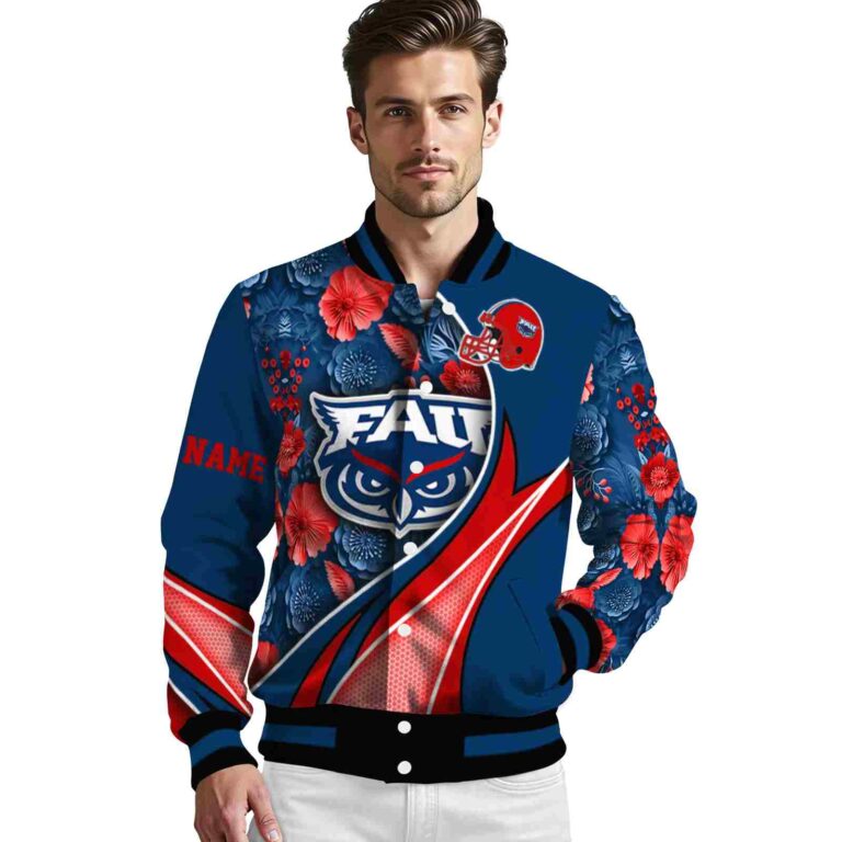 customized florida atlantic owls floral print blue jacket high quality jacketwow