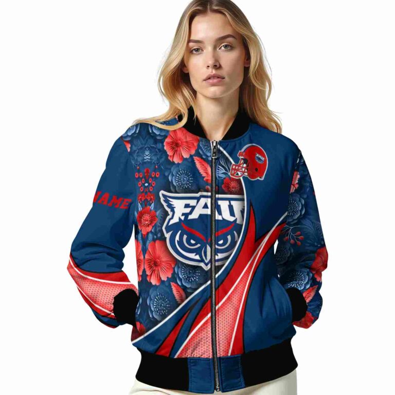 customized florida atlantic owls floral print blue jacket latest model jacketwow