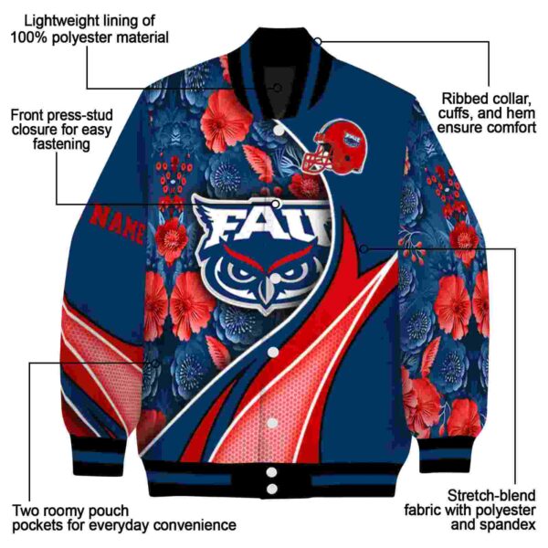 customized florida atlantic owls floral print blue jacket new arrival jacketwow