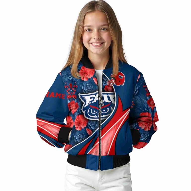 customized florida atlantic owls floral print blue jacket top rated jacketwow