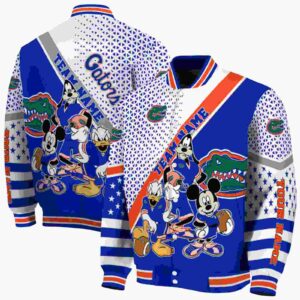 customized florida gators mickey donald goofy blue white jacket fashion forward jacketwow