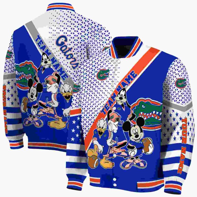 customized florida gators mickey donald goofy blue white jacket fashion forward jacketwow