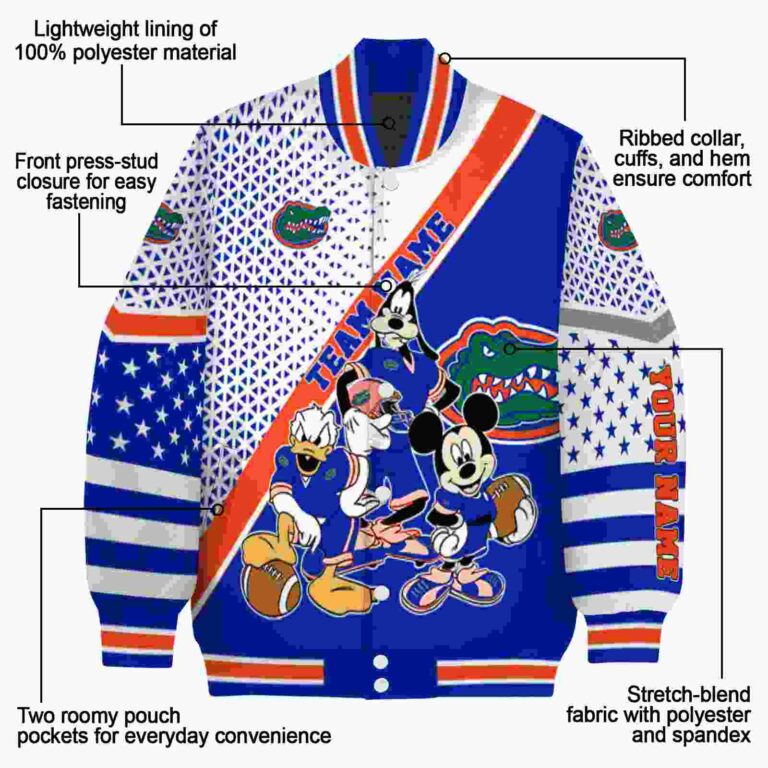 customized florida gators mickey donald goofy blue white jacket new arrival jacketwow