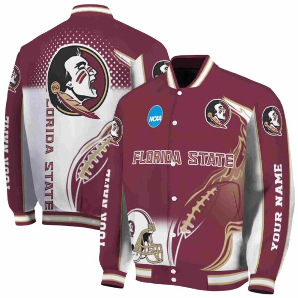 customized florida state seminoles flaming football garnet white jacket fashion forward jacketwow