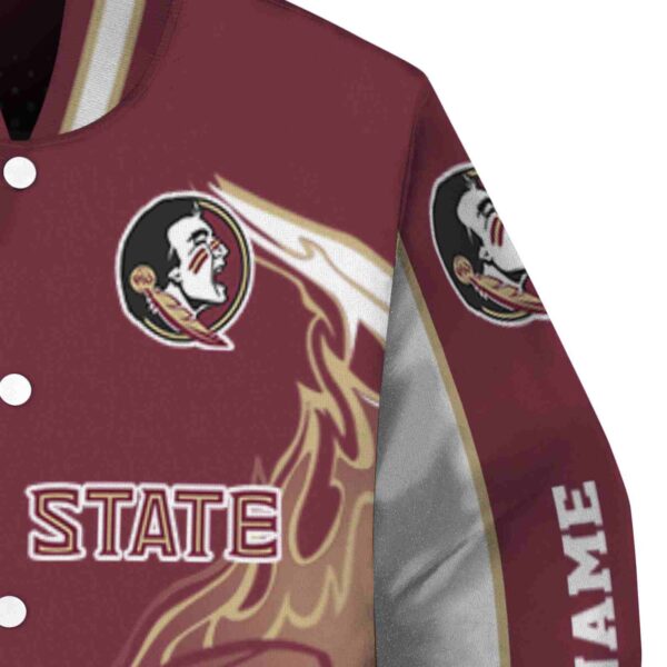 customized florida state seminoles flaming football garnet white jacket premium grade jacketwow