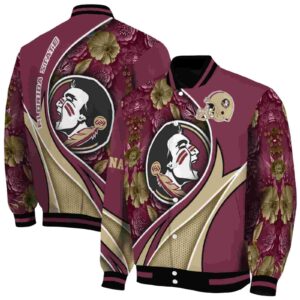 customized florida state seminoles floral print garnet jacket fashion forward jacketwow