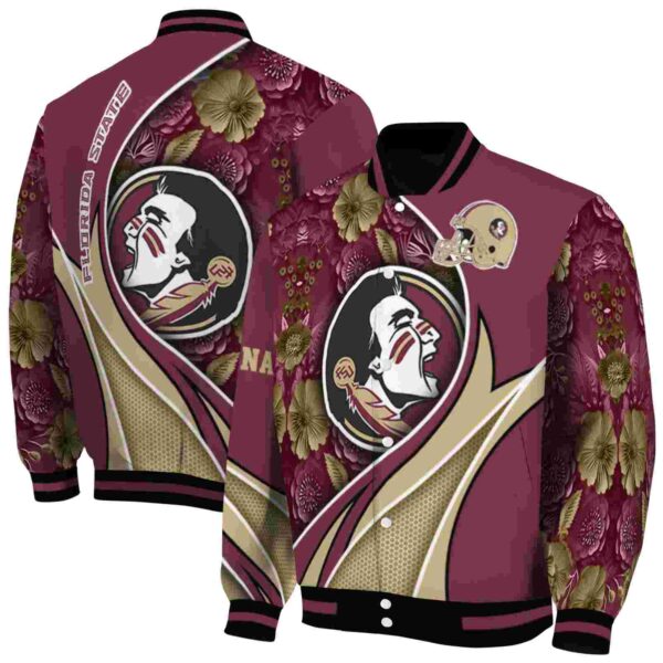 customized florida state seminoles floral print garnet jacket fashion forward jacketwow