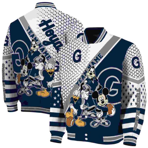 customized georgetown hoyas mickey donald goofy blue white jacket fashion forward jacketwow