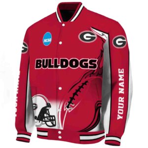 customized georgia bulldogs flaming football red white jacket best selling jacketwow