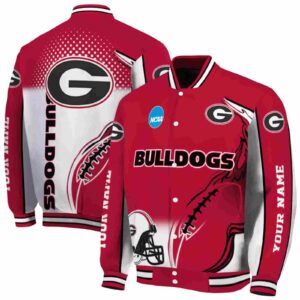 customized georgia bulldogs flaming football red white jacket fashion forward jacketwow