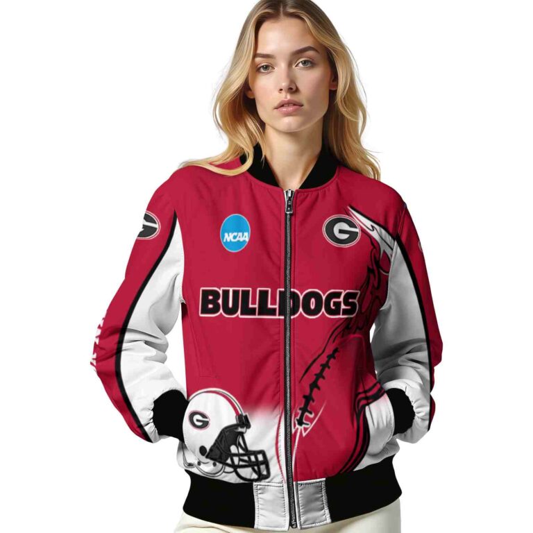 customized georgia bulldogs flaming football red white jacket latest model jacketwow