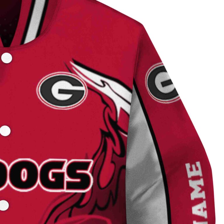 customized georgia bulldogs flaming football red white jacket premium grade jacketwow