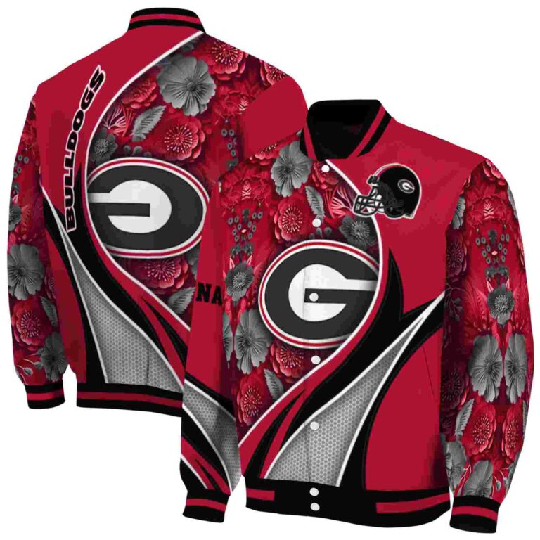 customized georgia bulldogs floral print red jacket fashion forward jacketwow