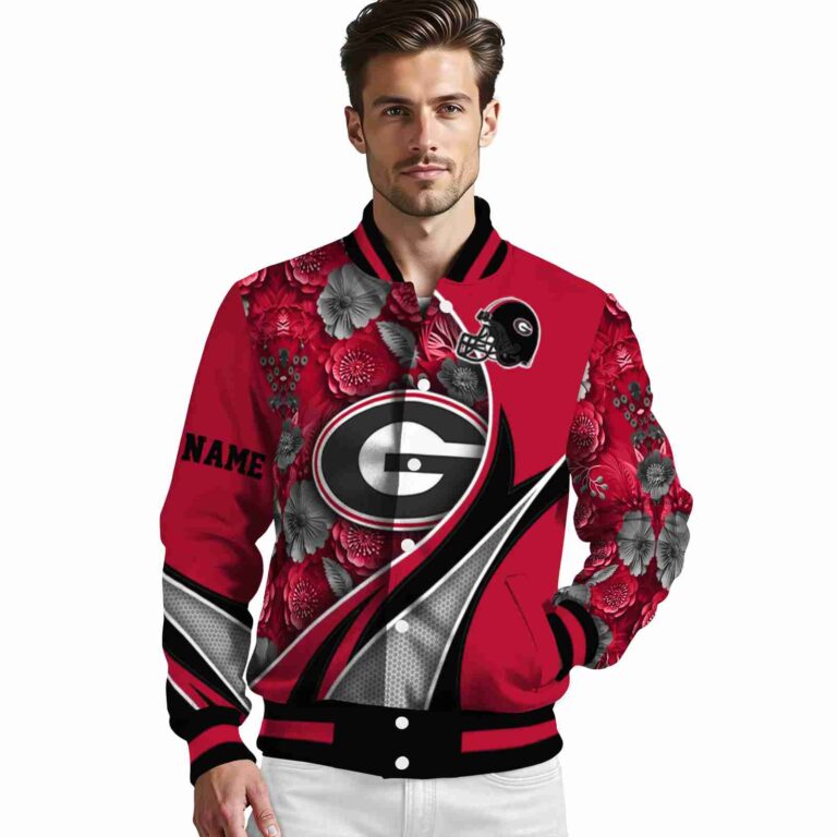 customized georgia bulldogs floral print red jacket high quality jacketwow