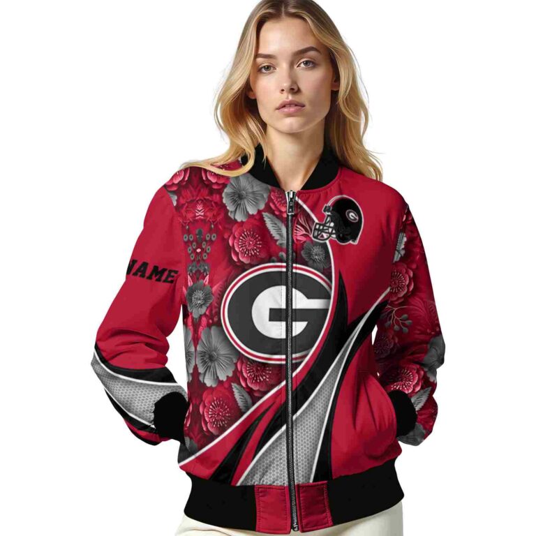 customized georgia bulldogs floral print red jacket latest model jacketwow