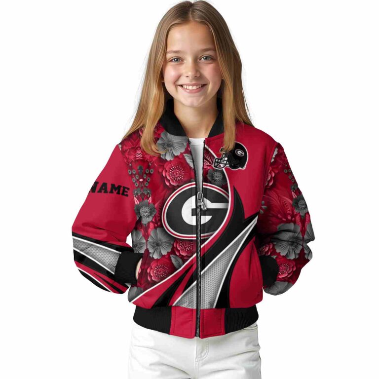 customized georgia bulldogs floral print red jacket top rated jacketwow