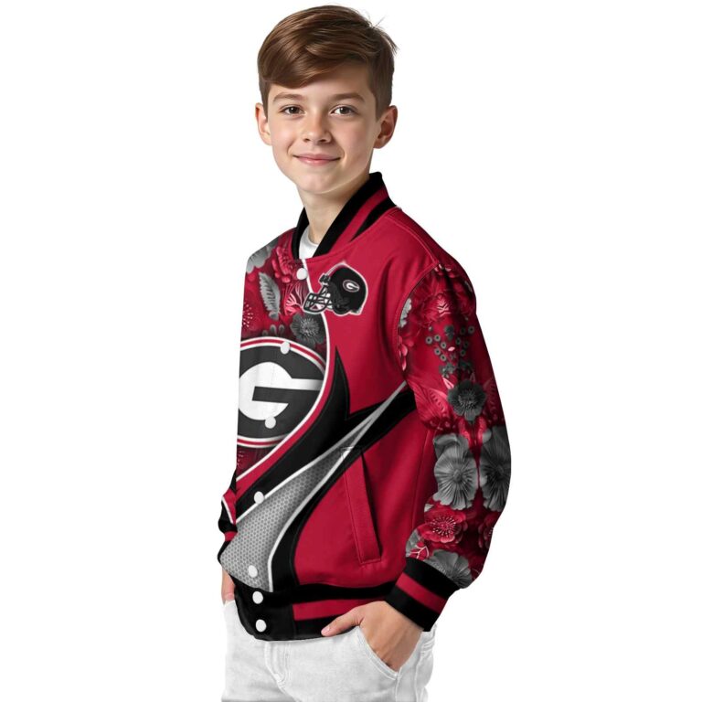 customized georgia bulldogs floral print red jacket trendy jacketwow