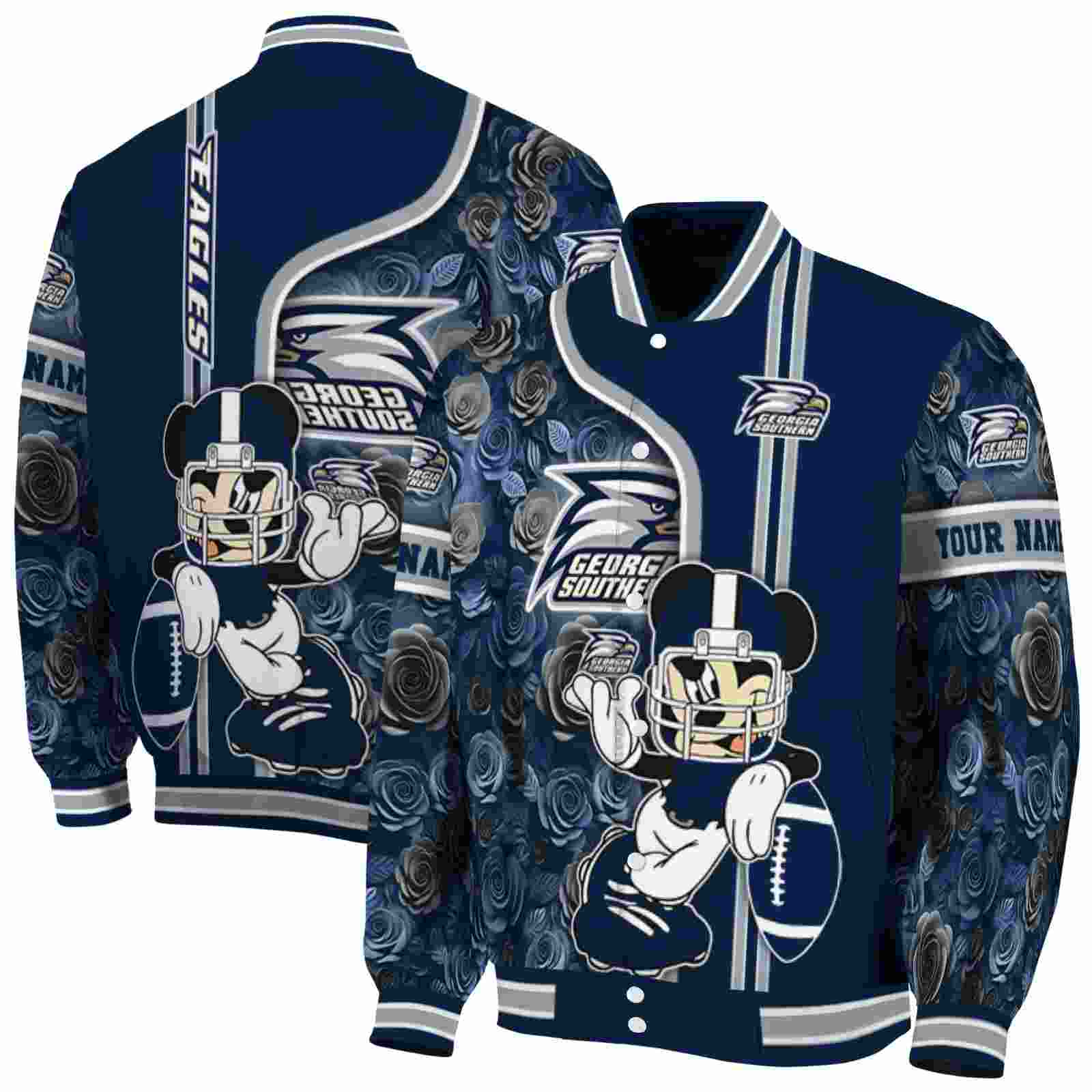 customized georgia southern eagles rose mickey blue jacket fashion forward jacketwow customized georgia southern eagles rose mickey blue jacket fashion forward jacketwow