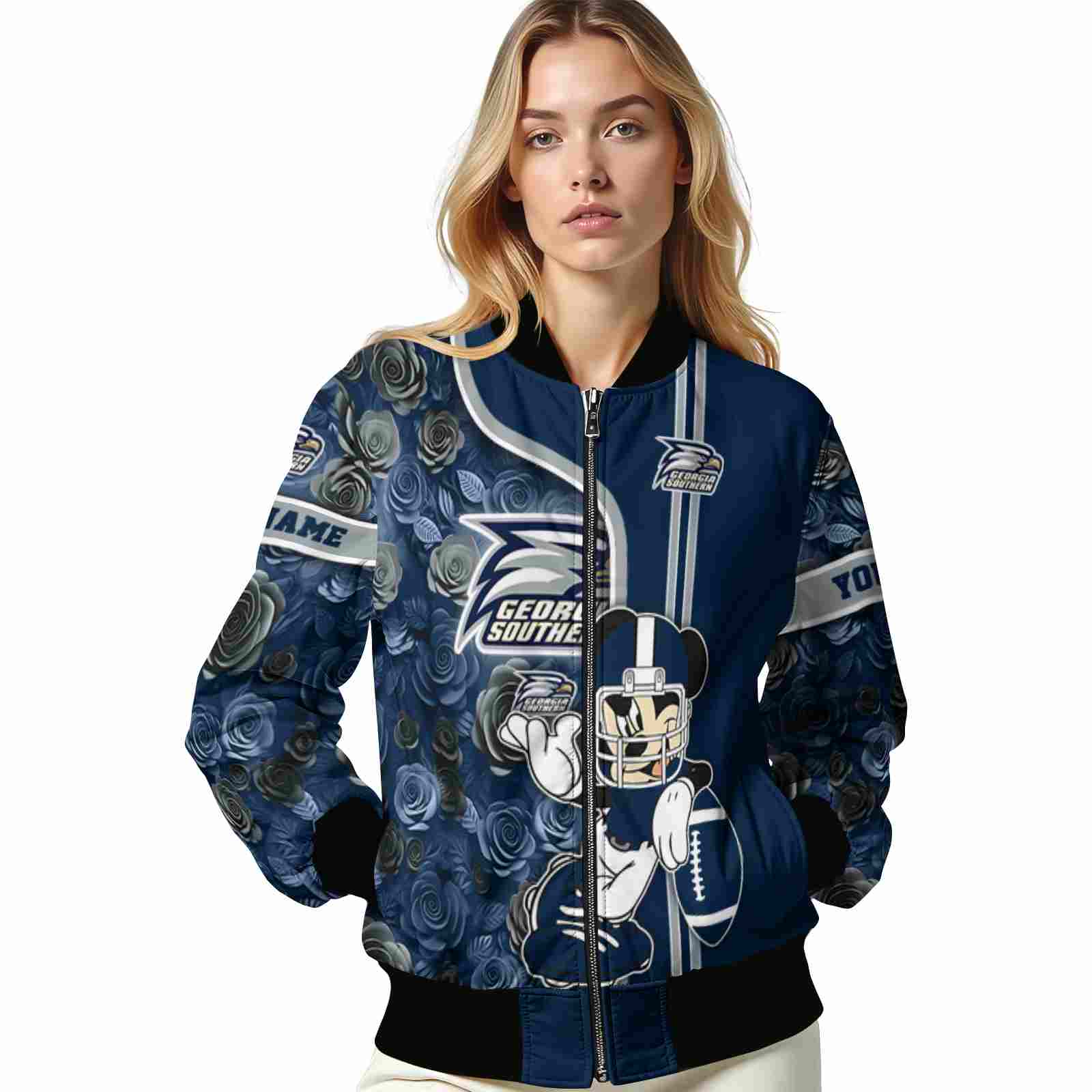 customized georgia southern eagles rose mickey blue jacket latest model jacketwow customized georgia southern eagles rose mickey blue jacket latest model jacketwow