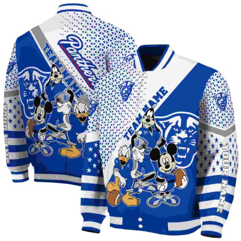 customized georgia state panthers mickey donald goofy blue white jacket fashion forward jacketwow