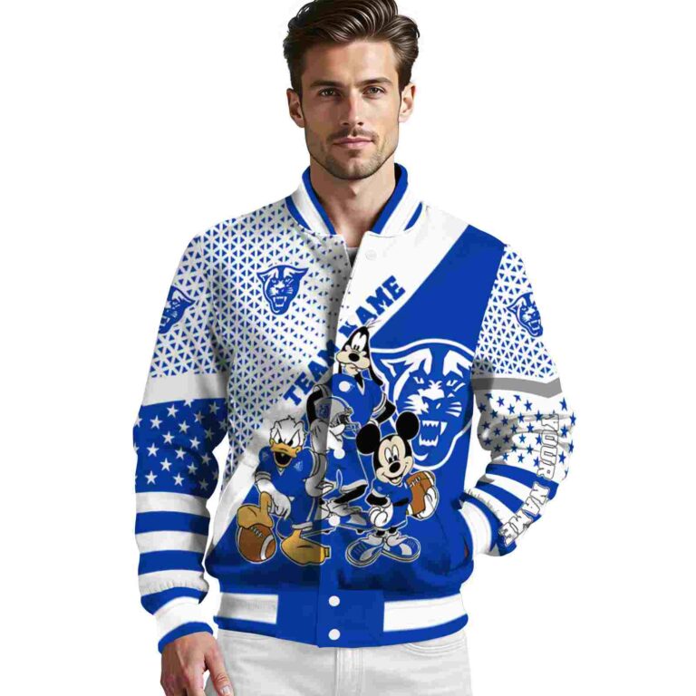 customized georgia state panthers mickey donald goofy blue white jacket high quality jacketwow