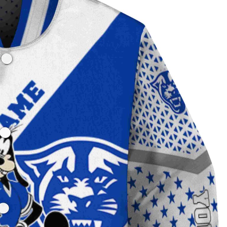 customized georgia state panthers mickey donald goofy blue white jacket premium grade jacketwow