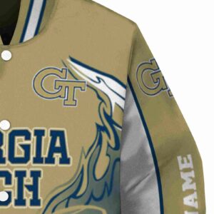 customized georgia tech yellow jackets flaming football gold white jacket premium grade jacketwow