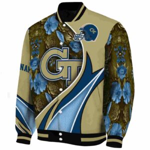 customized georgia tech yellow jackets floral print gold jacket best selling jacketwow
