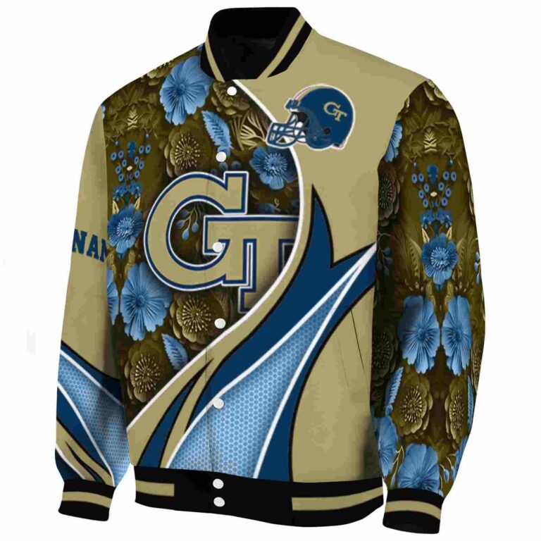 customized georgia tech yellow jackets floral print gold jacket best selling jacketwow