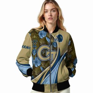 customized georgia tech yellow jackets floral print gold jacket latest model jacketwow