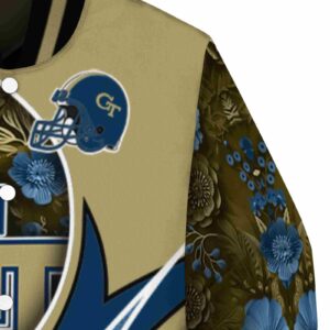 customized georgia tech yellow jackets floral print gold jacket premium grade jacketwow