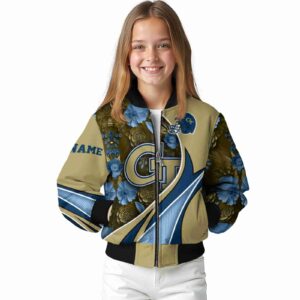 customized georgia tech yellow jackets floral print gold jacket top rated jacketwow