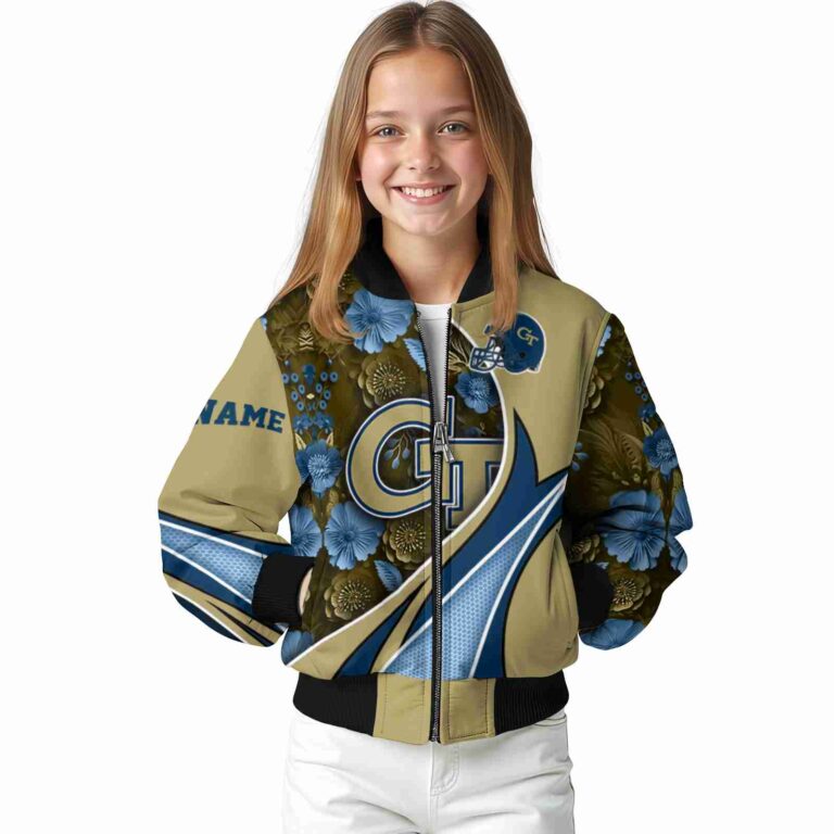 customized georgia tech yellow jackets floral print gold jacket top rated jacketwow