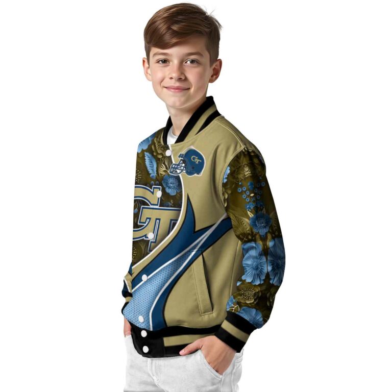 customized georgia tech yellow jackets floral print gold jacket trendy jacketwow