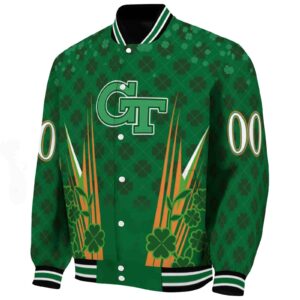 customized georgia tech yellow jackets shamrock pattern green jacket best selling jacketwow