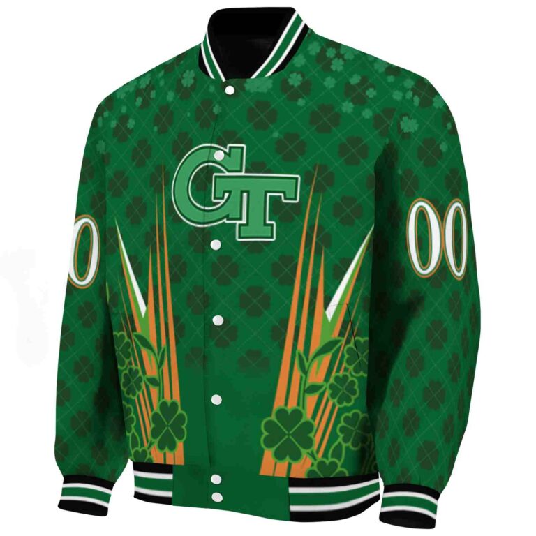 customized georgia tech yellow jackets shamrock pattern green jacket best selling jacketwow