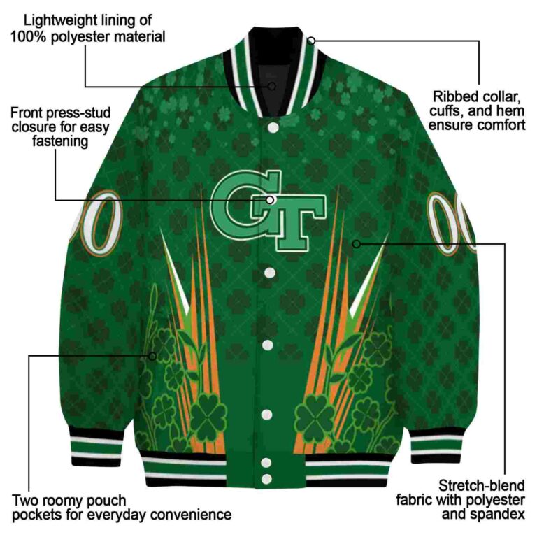 customized georgia tech yellow jackets shamrock pattern green jacket new arrival jacketwow