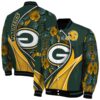 customized green bay packers floral print green jacket fashion forward jacketwow