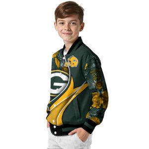 customized green bay packers floral print green jacket trendy jacketwow