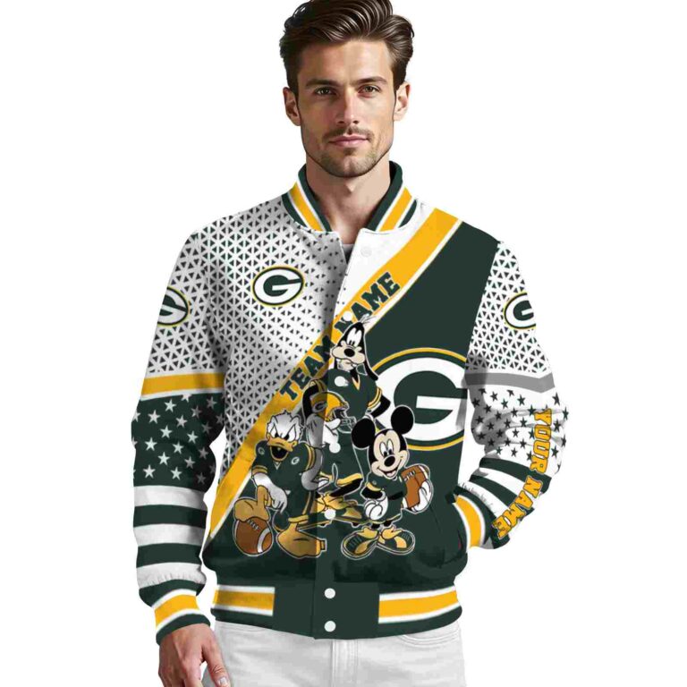 customized green bay packers mickey donald goofy green white jacket high quality jacketwow