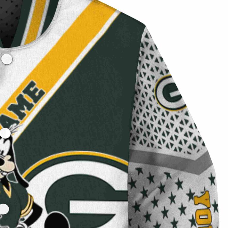 customized green bay packers mickey donald goofy green white jacket premium grade jacketwow