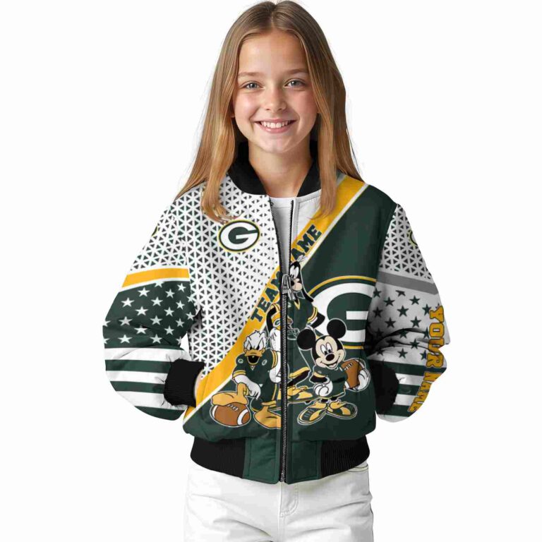 customized green bay packers mickey donald goofy green white jacket top rated jacketwow