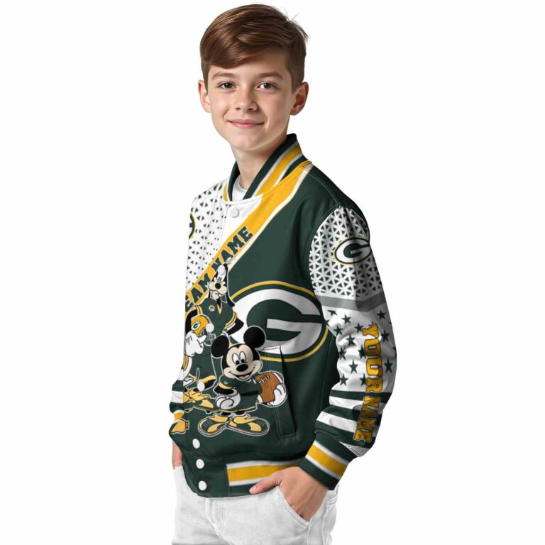 customized green bay packers mickey donald goofy green white jacket trendy jacketwow