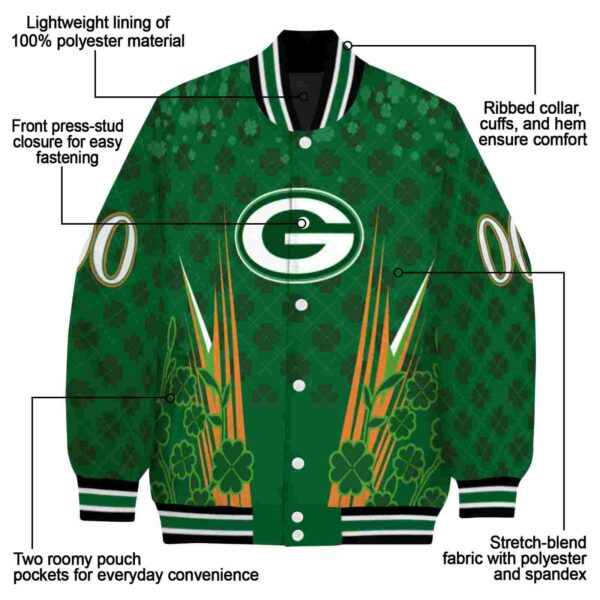 customized green bay packers shamrock pattern green jacket new arrival jacketwow
